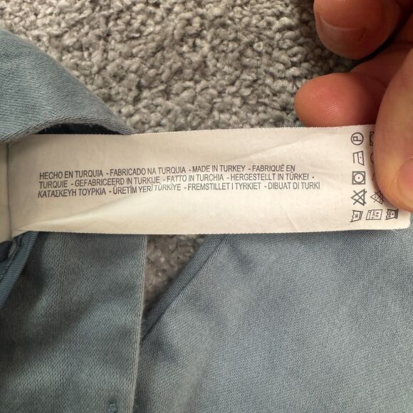 Zara Man Chino Pants Mens 31 Slate Blue Straight Leg Cotton Flat Front 32x27 - Picture 9 of 16